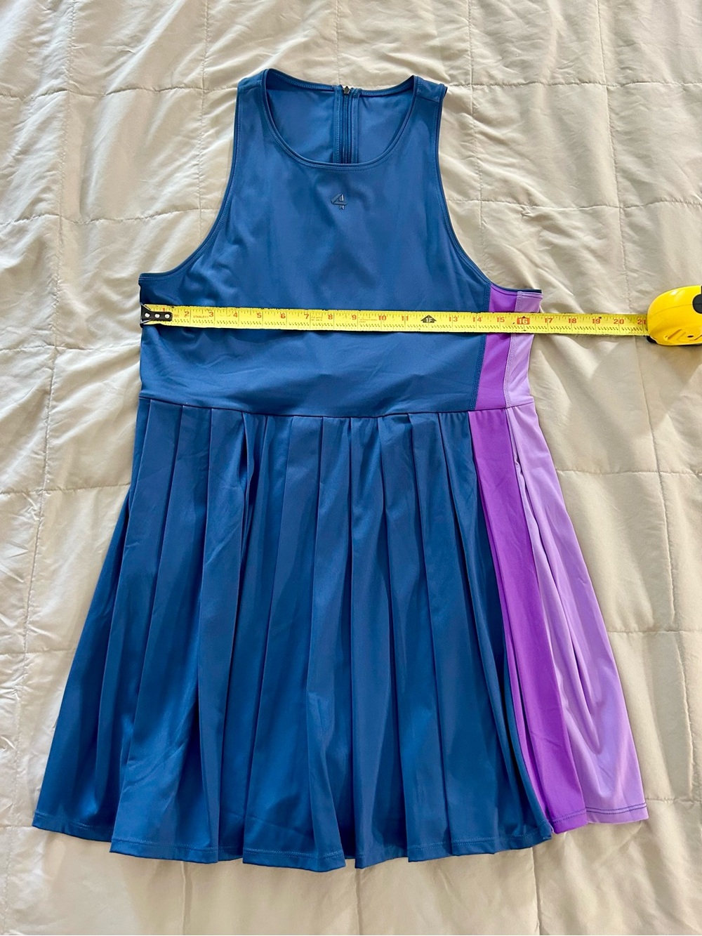 FourLaps Swift Dress Blue Pleated Tennis Dress, Purple Panel, Women’s Large - Picture 10 of 16
